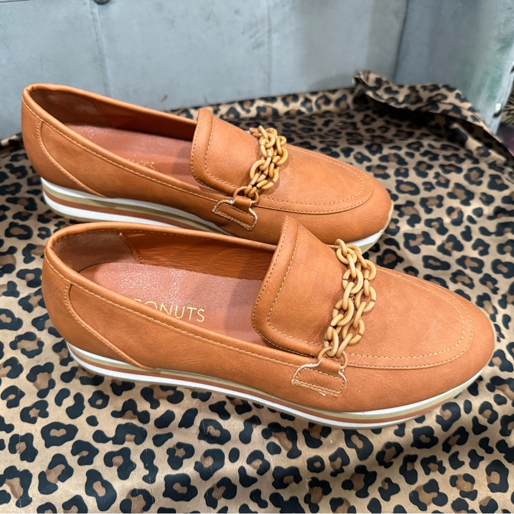 Coconuts by Matisse Brown Loafers with Chain Accent